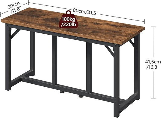 MAHANCRIS Dining Bench, Dining Table Bench, Industrial Kitchen Bench | 31.5 Inch Rustic Entryway Bench, Easy to Assemble, Steel Frame, for Kitchen, Living Room, Bedroom, Hallway, Rustic Brown
