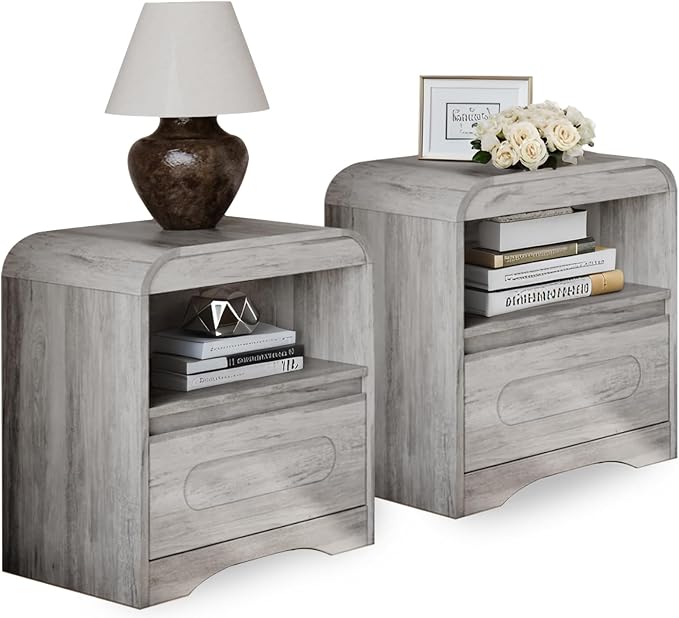 9 Drawer Dresser and Nightstand Sets for Bedroom, 3 Piece Bedroom Set | Wood 9 Drawer Dresser & Night Stand Set of 2, Large Chest of Drawers Modern Storage Cabinet Bedroom Furniture Set, Grey