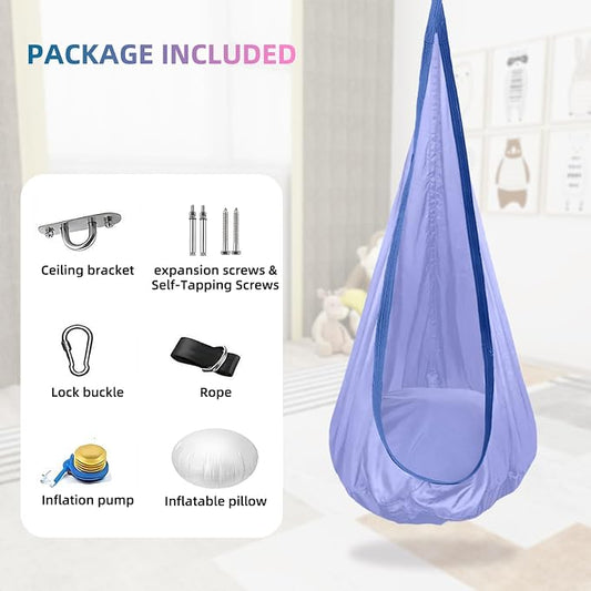 Kids Swing Seat Hammock Chair Indoor Outdoor Hanging Chair for Children,Soft & Safe with High Weight Capacity, Easy Install Perfect for Bedroom, Garden, Playroom (Violet)