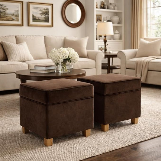 HomePop 18" Classic Square Storage Ottoman - Chocolate Brown Velvet