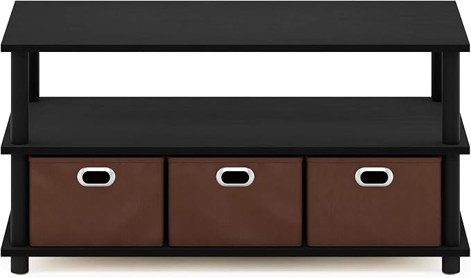 FURINNO Turn-N-Tube Coffee Table, 31.22D x 15.5W x 15.8H in, Black Oak/Black/Brown