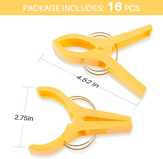 JABINCO Beach Towel Clips Chair Clips Towel Holder,Plastic Clothes Pegs Hanging Clip Clamps (Pack of 8)