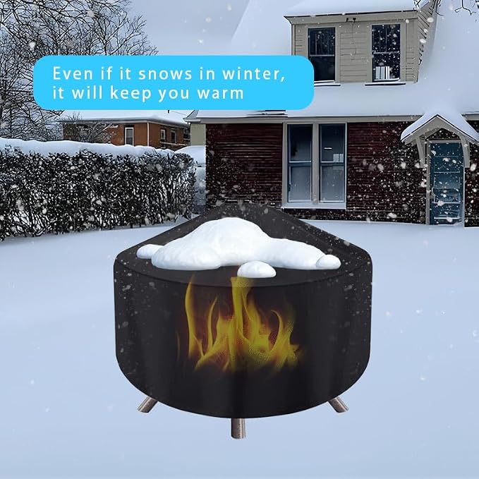 Round Fire Pit Cover for 22-34 Inch Firepit, Heavy Duty Outdoor Patio Fireplace Covers - Waterproof Dustproof Anti UV and Tear Resistant
