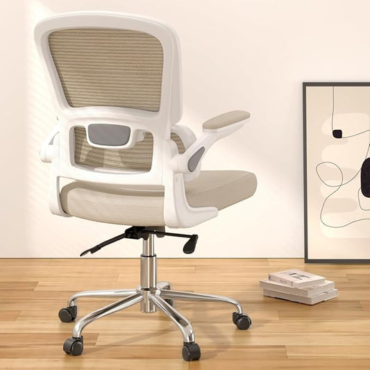 Logicfox Office Chair, Ergonomic Desk Chair - Thick Cushion Adjustable Height Computer Chair with Lumbar Support and Flip-up Armrests, Home Office Desk Chairs, Swivel Executive Task Chair