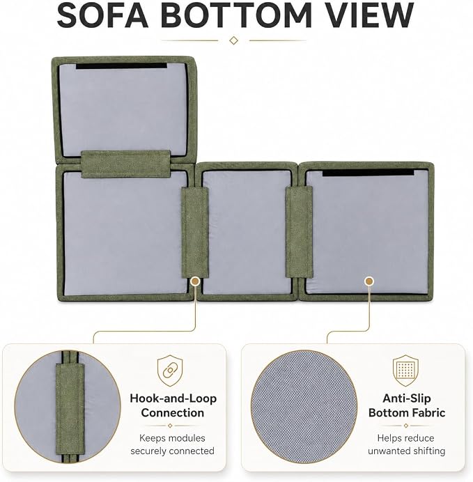 110" Boneless Cloud Couch Sectional for Living Room, Oversized Modular L Shaped Sofa with Ottoman, Deep Seat Chenille Sectional Couch for Cloud-Like Comfort (OliveGreen)