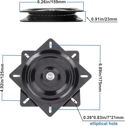Heavy Duty Bar Stool Swivel Replacement for Recliner Chair & Bar Stool Square Swivel Furniture Replacement(Ball Bearing) (6 inch)