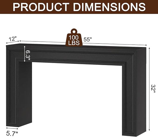 Rresyet 55 Inch Long Console Table, Sofa Table Behind Couch, Entryway Table, Farmhouse Entryway Table for Entrance, Hallway, Living Room (Black)