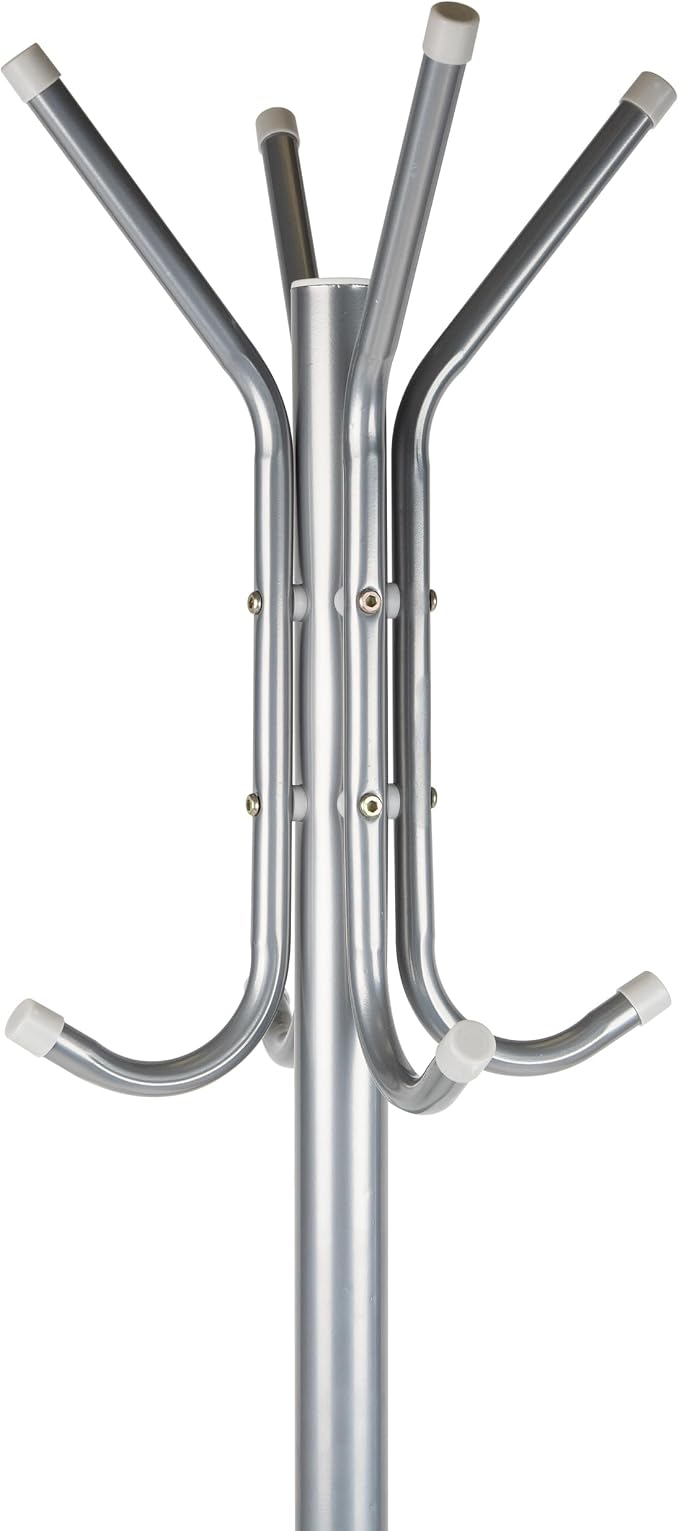 Mind Reader Freestanding Coat Rack, Multi-Tier Organizer for Office and Entryway, Metal, Silver