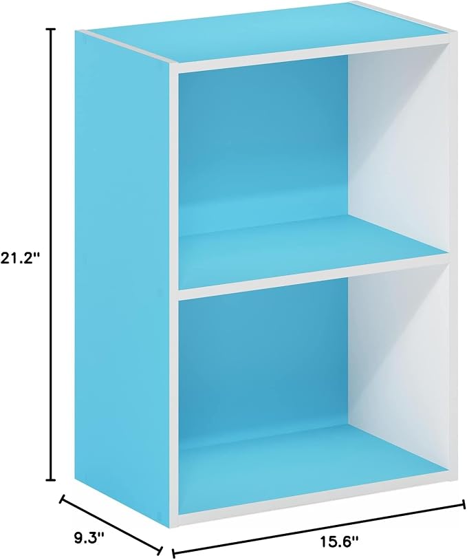 Furinno Luder Bookcase/Book/Storage, 2-Tier, Light Blue/White (Pack of 4)