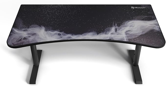 Arozzi Arena Special Edition Ultrawide Curved Gaming and Office Desk with Full Surface Water Resistant Desk Mat Custom Monitor Mount Cable Management Cut Outs - Gunmetal Galaxy