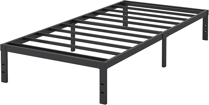 Cieemine 10 Inch XL Twin Bed Frames, Platform Metal Bed Frame Twin XL Size Heavy Duty Steel Slat Mattress Foundation, No Box Spring Needed, Easy Assembly, Noise-Free, Black