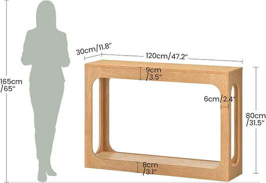 CHOEZON 47.2" Long Console Table, Entryway Table, Hallway Table, 2-Tier Behind Couch Table, Corridor Decor Stand, Narrow Rectangular with Storage for Living Room, Entry, Hallway, Light Walnut MXG03NL