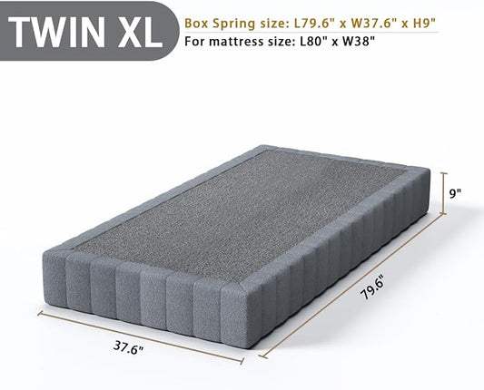 SHLAND Box Spring Twin XL 9 Inch Metal Box Springs Twin XL Size Basics Bed Base, Mattress Foundation, Heavy Duty Structure with Cover, Easy Assembly