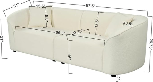 Merax 87" Large Couch, Comfy Upholstered Loveseat with Extra Deep Seats, Boucle Sofa for Living Room Apartment Office, Classic Beige