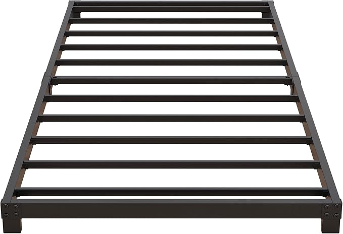 Nailsong 4 Inch Twin XL Bed Frames Low Profile, XL Twin Bed Frame No Box Spring Needed, Heavy Duty Metal, Easy Assembly, Black