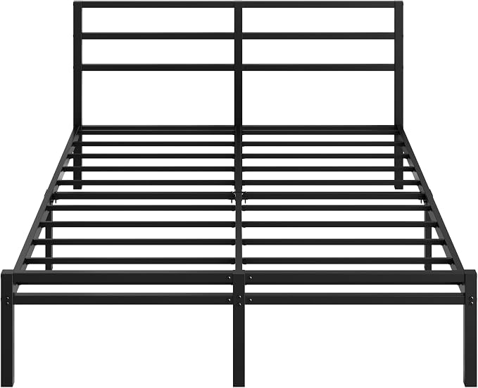 Lutown-Teen California King Bed Frame with Headboard and Footboard, 12 Inch Classic Metal Platform Bed Frame, Under Bed Storage, No Box Spring Needed, Easy Assembly, Noise Free, Black