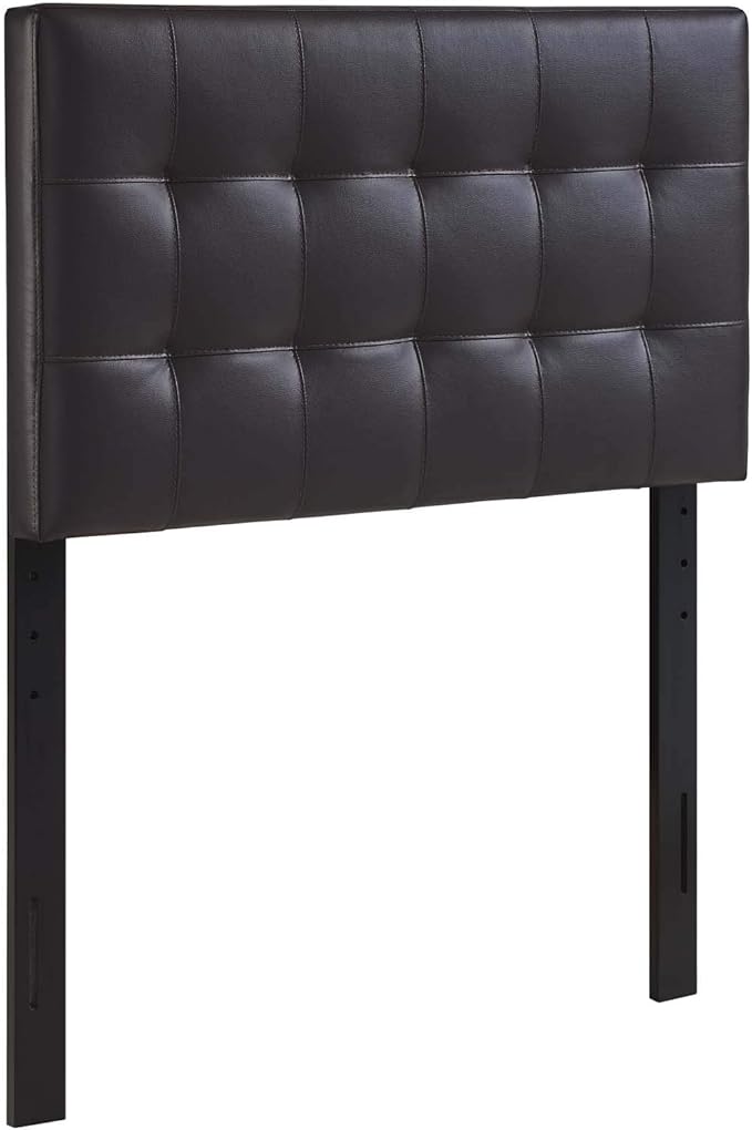 Modway Lily Tufted Faux Leather Upholstered Twin Headboard in Brown
