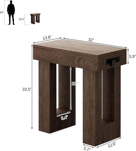 Unikito 32" Entryway Table with Socket and Sensor Light, Narrow Console Table with Storage Behind Couch, Farmhouse Entry Way Tables with Open Storage for Entrance/Hallway/Living Room