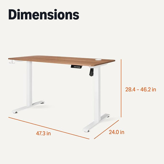Amazon Basics Electric Standing Desk, Height Adjustable Home Office Desk with Quiet Motor and Multiple Presets, White/Oak Effect