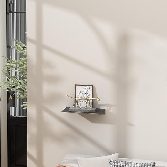 Danpoo 8 inch Gray Small Floating Shelf for Wall Organizer & Storage, Mini Display Shelf, Metal Wall Shelf for Bathroom, Living Room, Kitchen, Bedroom