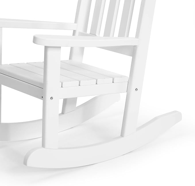 Costaelm Paradise Kids Outdoor Preschool HDPE Plastic Rocking Chair (Set of 2), White