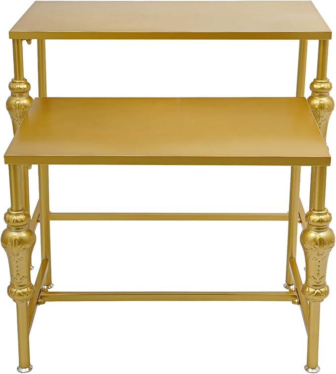 Retail Display Tables Gold Boutique Nesting Tables | 2 Piece Set, Vintage Display Table, Clothing Shoes Display Shelf, For Retail Stores, Carbon Steel