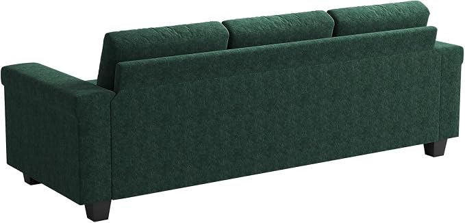 COPIAE 3 Seater Sofa Couch with Deep Seat, 90" Modern Upholstered Sofa with Armrests, Easy Installation, Comfy Couches for Living Room, Apartment, Green