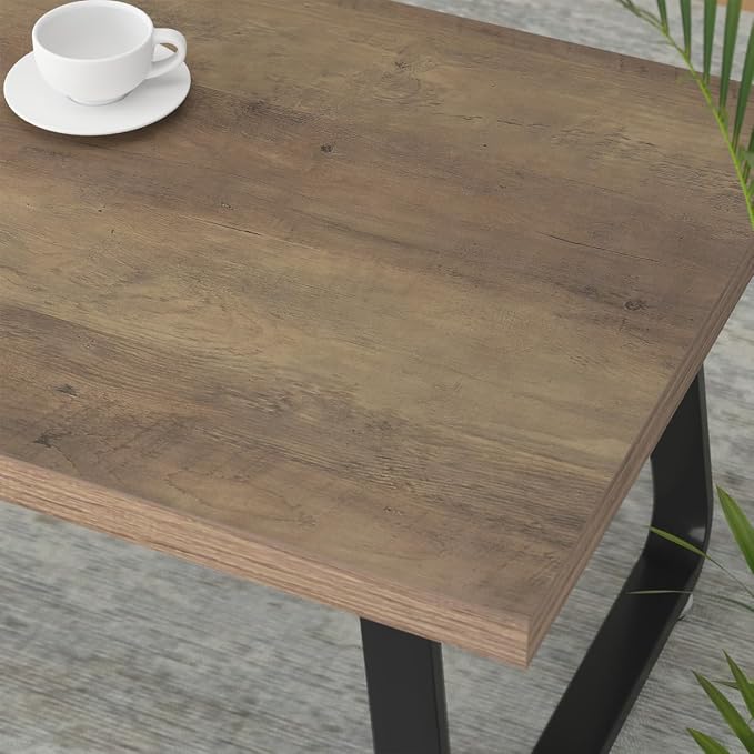 HSH 47" Rustic Industrial Coffee Table - Farmhouse Modern Minimalist Center Table with Wood & Metal Legs,Cocktail Table for Living Room, Bedroom, Home Office, Rustic Oak