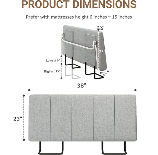 Twin Size Headboard Only-No Assembly, Upholstered Headboard Twin Size Linen Fabric Modern Style Headboards Extra-Thick, Light Gray