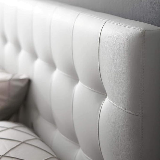 Modway Lily Tufted Faux Leather Upholstered Queen Headboard in White
