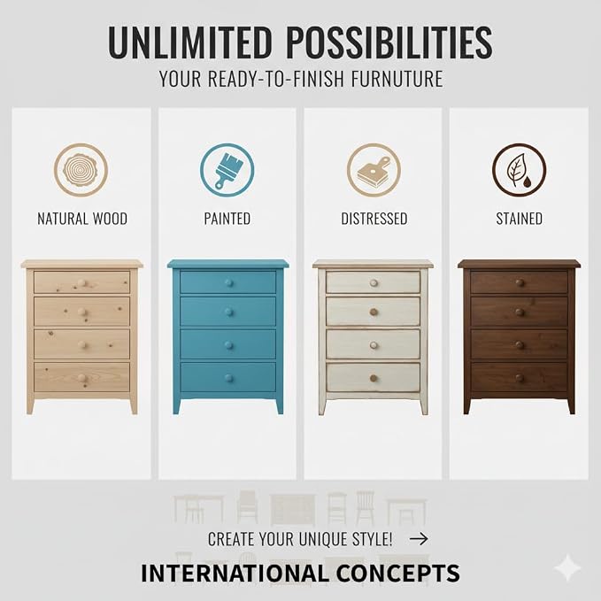 IC International Concepts, Writing Desk With Drawer, Solid Real Wood, Sturdy Parawood, Dimensions 19.41"W x 15"D x 2.36"H, Home Office/Study, Paint/Stain Ready, Unfinished