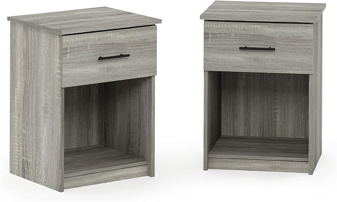 Furinno Tidur Nightstand, 2-Pack, French Oak Grey