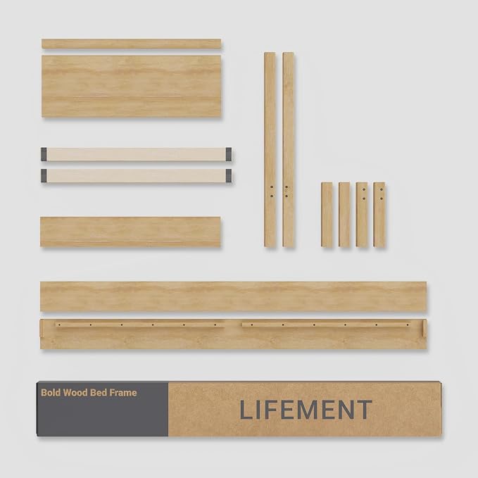 LIFEMENT Twin Bed Frame Signature Wood Platform, Noise Free, Under Bed Storage, No Box Spring Needed, Easy Assembly, Natural