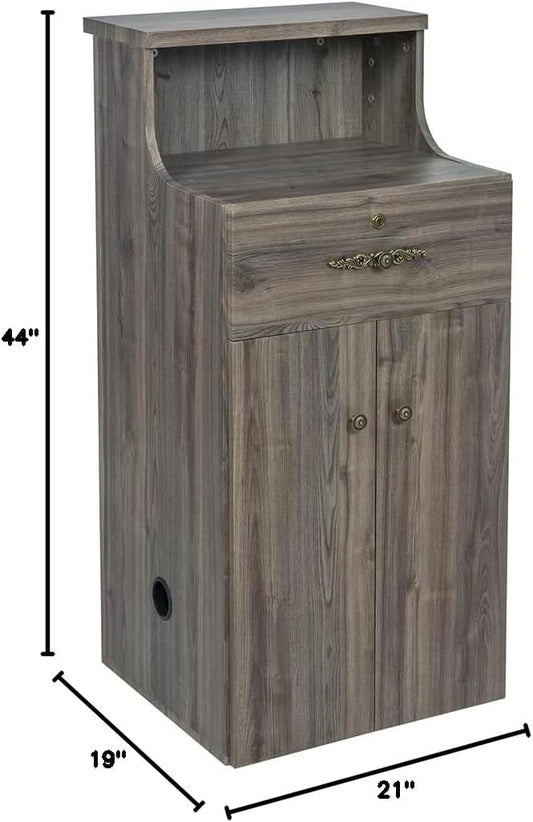 Dir Reception Desk, Receptionist Area Counter for Lobby, Salon, Office Spas with Lights Valencia, Rustic