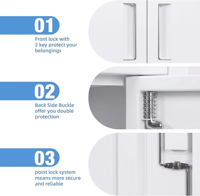 SUXXAN Metal Storage Cabinet with Doors and Shelves, 71" H Locking Steel Garage Cabinet for Home Office Studio Pantry, Tall Tool File Cabinet Assembly Require, White