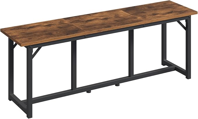 MAHANCRIS Dining Bench, Dining Table Bench, Industrial Kitchen Bench | 47.2 Inch Rustic Entryway Bench, Easy to Assemble, Steel Frame, for Kitchen, Living Room, Bedroom, Hallway, Rustic Brown