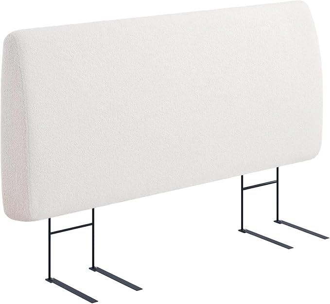 4.7" Upholstered Headboard for Queen Size Bed, Height Adjustable and Ergonomic Headboard, Easy Assemble, Sturdy and Durable, Teddy Velvet, Beige