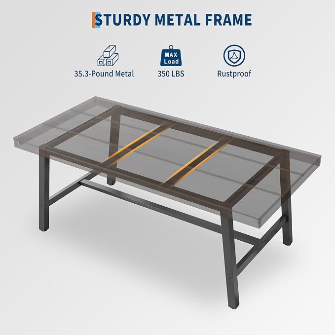 GarveeHome Industrial Dining Table for 4-6 People, 63" Long Large Kitchen Table with Sturdy Metal Frame, Rectangular Counter for Dinner, Kitchen, Dining Room (Black, 63" Non-extendable)