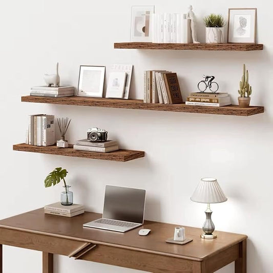Vivelove 10 Inch Deep Floating Shelves 10 inch Long, 10 x 10 Wide Wall Shelves with Invisible Brackets, for Bedroom Bathroom Living Room Kitchen Office, Farmhouse Home Decor, Set of 2, Rustic Brown