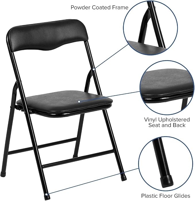 Flash Furniture Mindy Kids 5-Piece Folding Table and Chairs Set for Daycare and Classrooms, Children's Activity Table and Chairs Set, Black