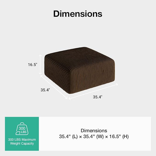 Novilla Modular Sectional Sofa, Modern Cloud Sectional Couch with Smarts Coil® Support, Upholstered Boneless Couch for Living Room Apartments Bedroom, No Assembly Required, Brown (Ottoman)