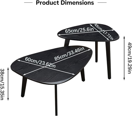 Nesting Coffee Table Set of 2-Mid Century Modern Coffee Table | Guitar Pick Stacking Tables with Solid Wood Legs,Small Coffee Tables for Small spaces,Living Room,Balcony