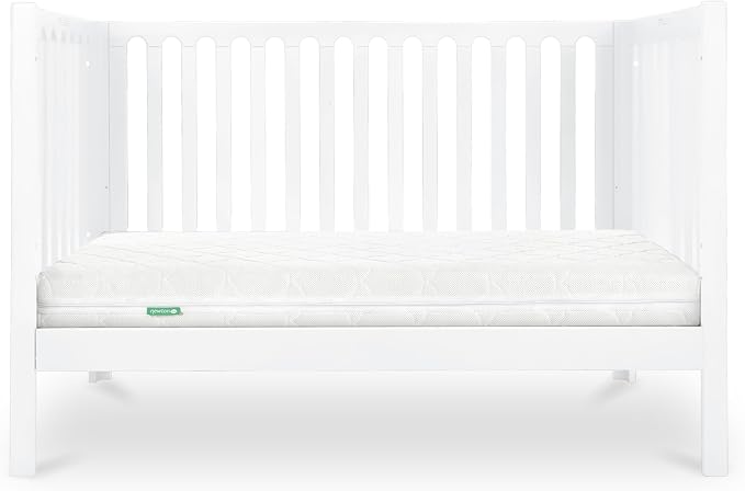 Newton Baby Galileo Standard Crib, Solid Beech Wood in White Color, 3-in-1 Convertible Crib with Toddler Bed Conversion Kit, Ultra-Safe Non-Toxic Finish