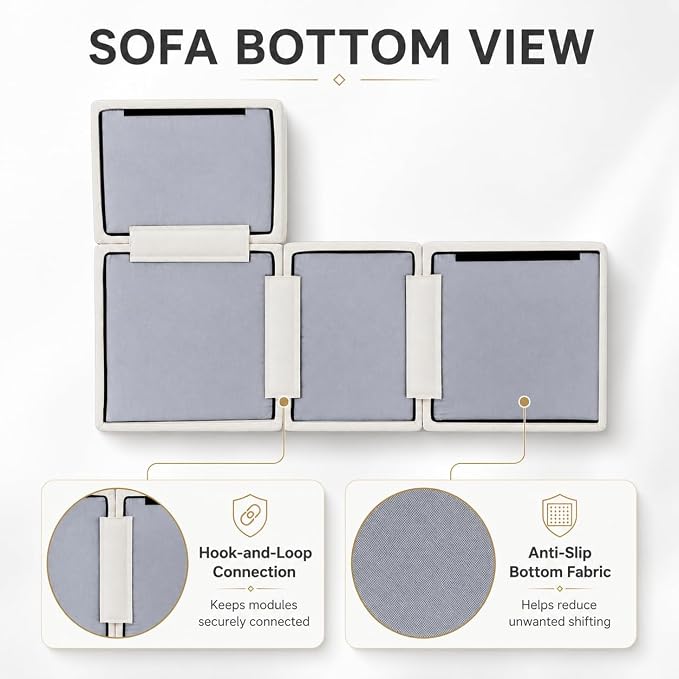 110" Boneless Cloud Couch Sectional for Living Room, Oversized Modular L Shaped Sofa with Ottoman, Deep Seat Chenille Sectional Couch for Cloud-Like Comfort (Beige)