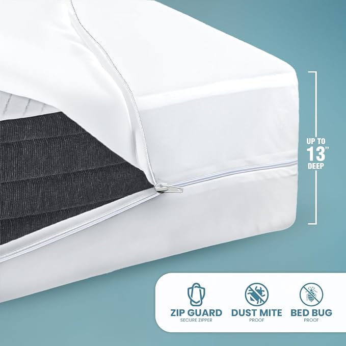 Utopia Bedding Mattress Protector Zippered Twin Size (Pack of 4), 100% Waterproof Bed Bug and Dust Mite Proof Mattress Encasement, Absorbent 6 Sided Mattress Cover
