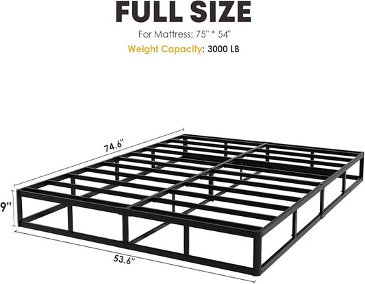 YORMDMO 9 Inch Full Box Springs, Height Profile Box Spring Only for Full Bed, Heavy Duty Metal Mattress Foundation with Fabric Cover, Easy Assembly