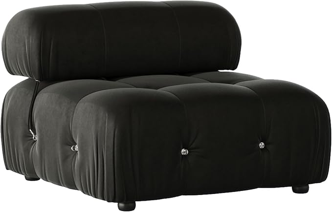 Modular Sectional Sofa, Velvet Couch, Middle seat, Black