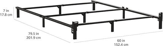 Amazon Basics Metal Bed Frame, 9-Leg Support Base for Box Spring and Mattress, Queen Size, Tool-Free Easy Assembly, 79.5" L x 59.5" W x 7" H, Black