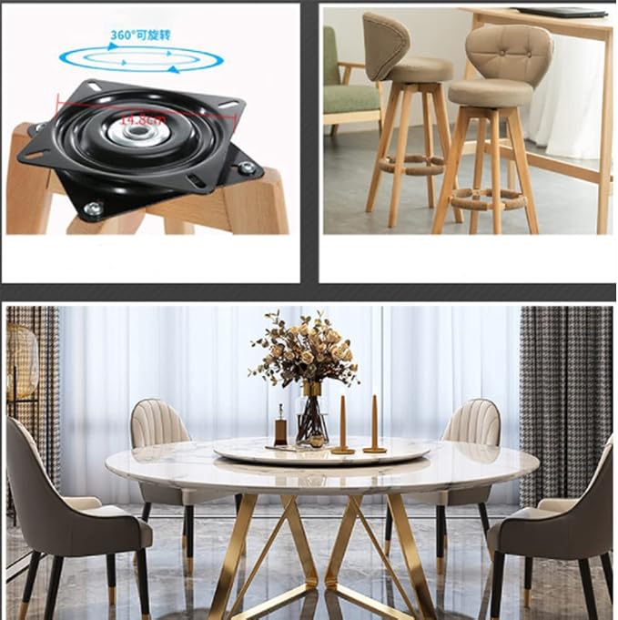 6 Inch Swivel Plate - Heavy Duty Turntable Bearing With 360 Rotating Base for Bar Stool, Chair, TV Table, Boat Seat - Square Steel Ball Bearing