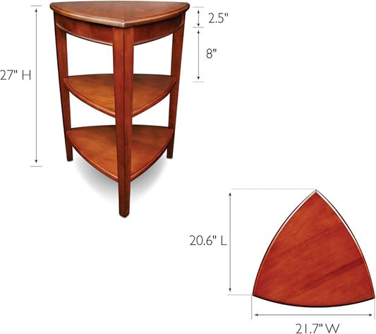 Shield Solid Wood Tiered End Table with Shelves, Glazed Auburn Brown, Perfect for Living Rooms, Bedrooms, and Small Spaces – Leick Home, 9009
